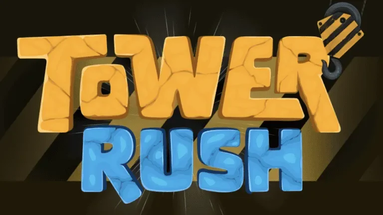 Tower Rush logo with the crane hook that lowers each new floor onto the tower